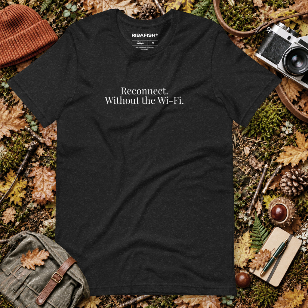 Reconnect. Without the Wi-Fi. / Unisex t-shirt / Black Heather