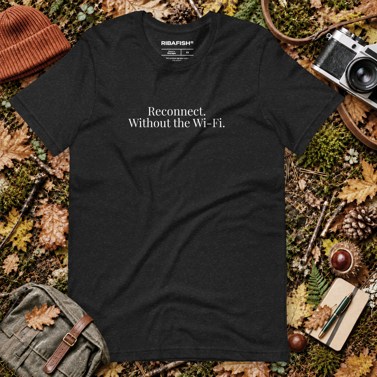 Reconnect. Without the Wi-Fi. / Unisex t-shirt / Black Heather