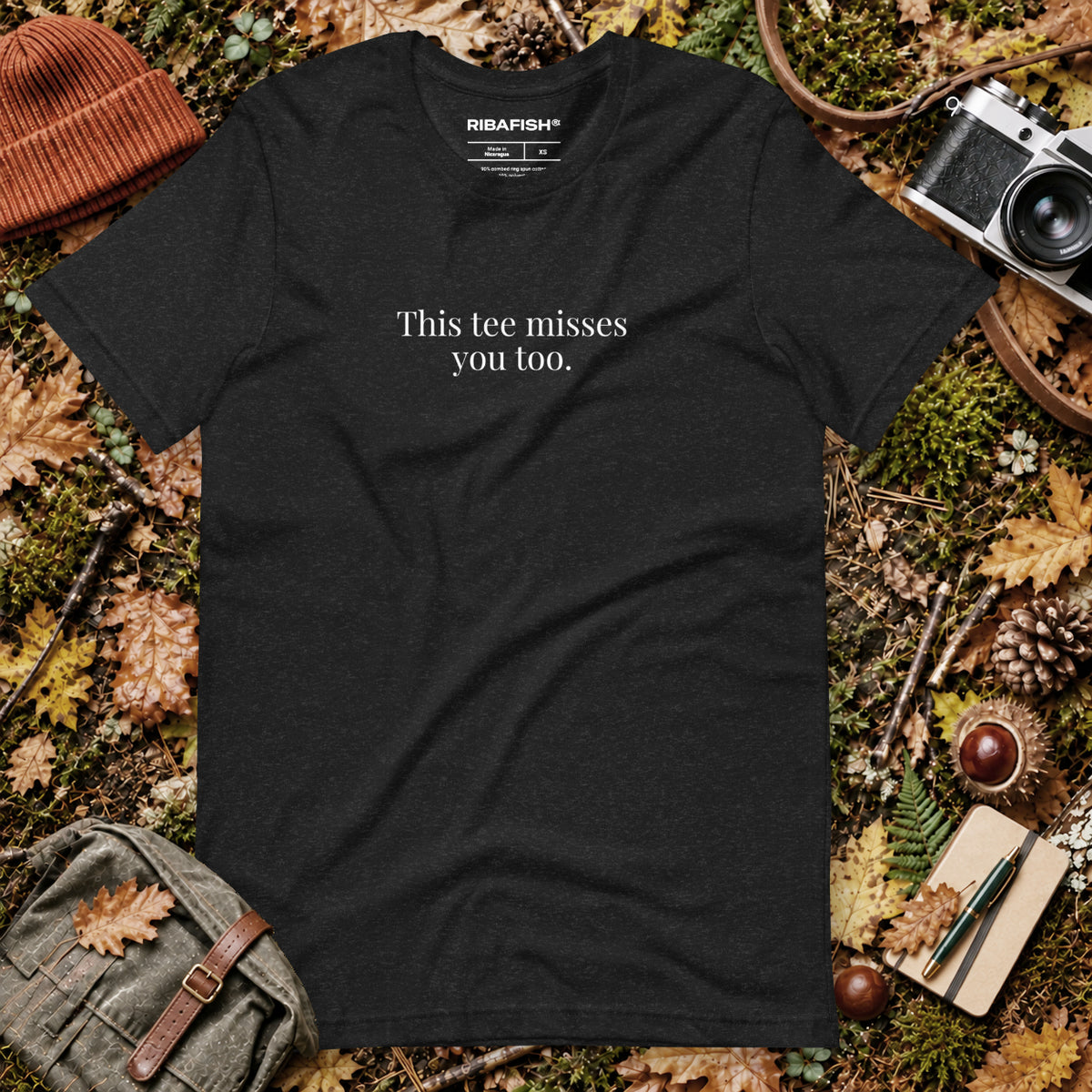 This tee misses you too. / Unisex t-shirt / Black Heather