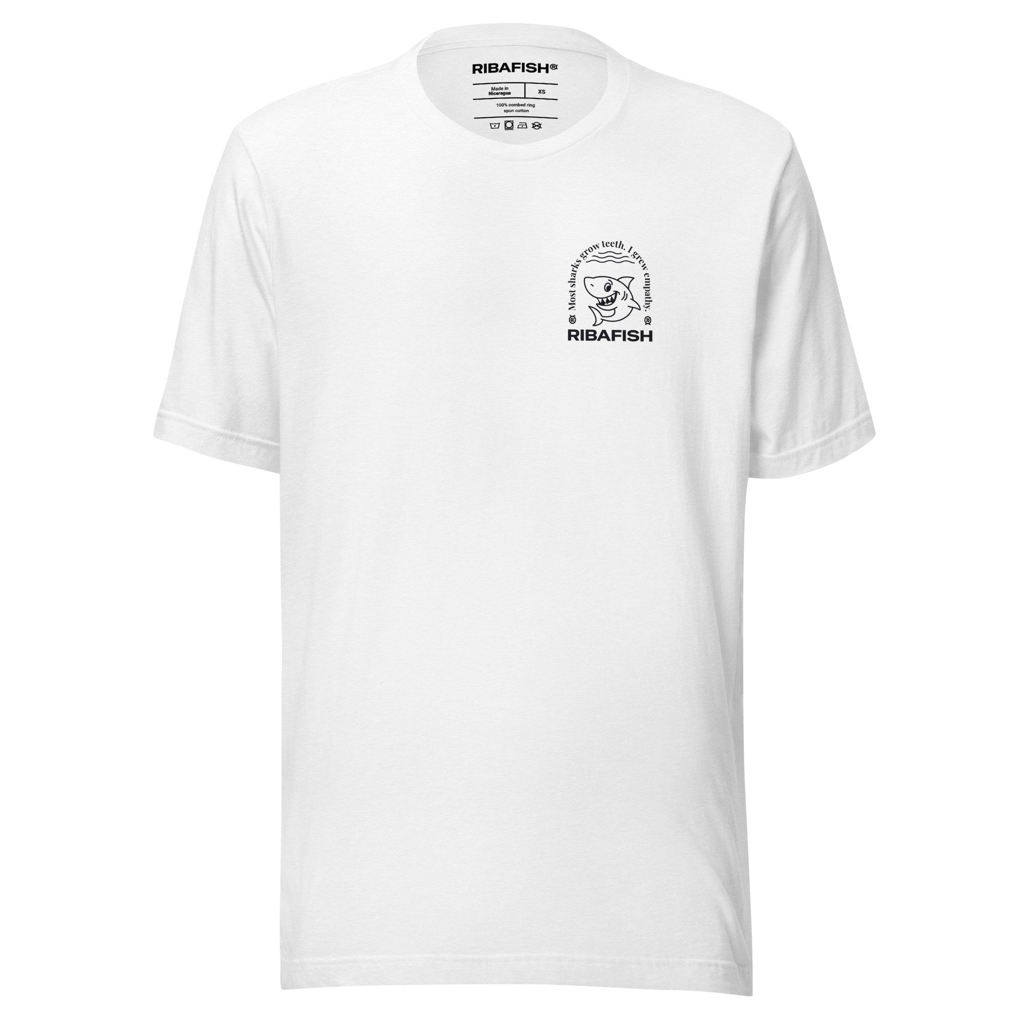 Most sharks grow teeth. I grew empathy. / Unisex t-shirt / White